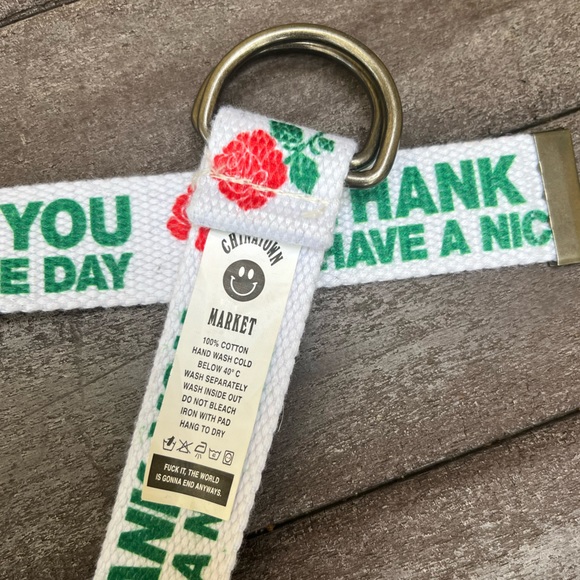 ChinaTown Market Adjustable Belt White Nylon Thank You Have A Nice Day - Picture 3 of 4